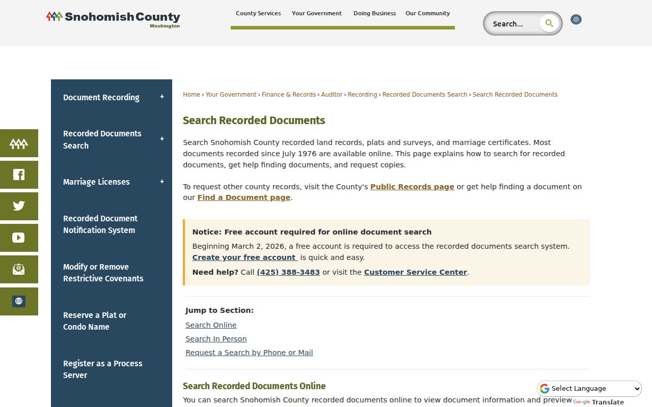 Martha Lake previous residents recorded document search page